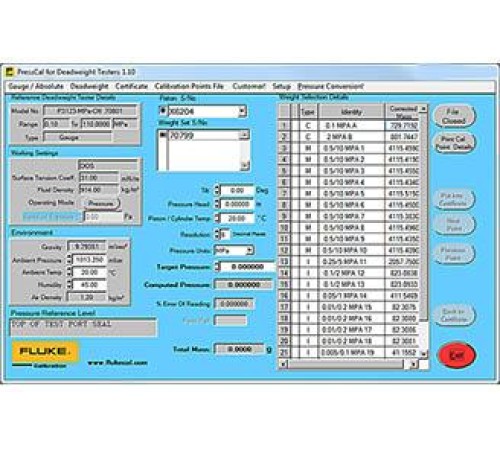 Програмное обеспечение для калибровки Fluke PRESSCAL