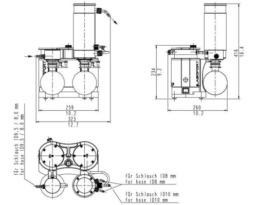 Вакуумная система KNF LABOPORT SH 820 G, 20 л/мин, вакуум до 6 мбар (Артикул SH 820 G)